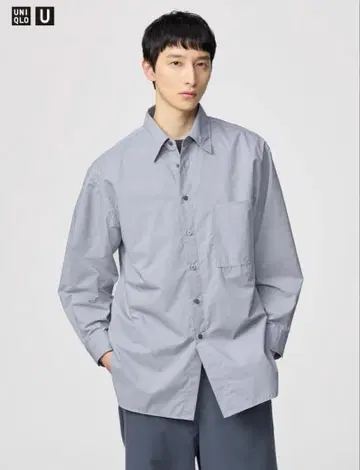 [ 미사용 새상품 ] 유니클로U 롱 오버 사이즈 셔츠 그레이 M