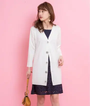 tocco closet 클리어 비쥬 버튼 롱 리브 니트 가디건