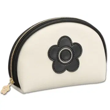 MARY QUANT 에나멜 아이콘 데이지 패치 라운드 파우치 아이보리