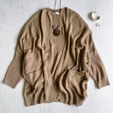 스튜디오 클립 리브 니트 가디건 레이어드 루즈핏 아우터 F