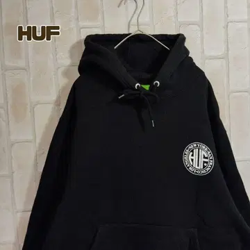 하프 HUF 후드티 블랙 서클 로고