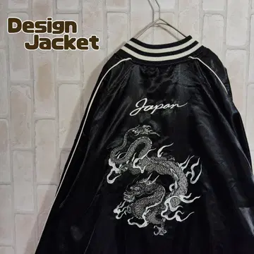 스카잔 수베니어 자켓 블랙 용 자수