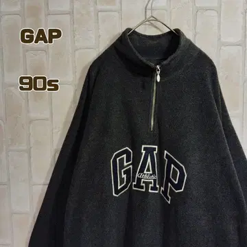 GAP 90s 플리스 하프 지퍼 그레이 스테디셀러 로고