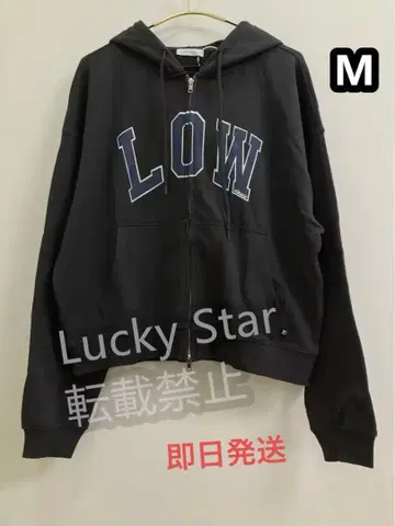 LOW CLASSIC 자수 후드 부착 후드티 M 블랙 당일 발송