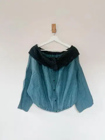 tumugu (츠무구) 니트 옷깃 린넨 자켓 프리 사이즈