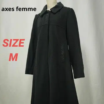 axes femme 엑시즈팜 롱 코트 꽃무늬 자수 A라인 블랙 M