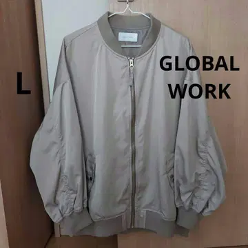 GLOBAL WORK 베이지 봄버 자켓 벌룬 슬리브