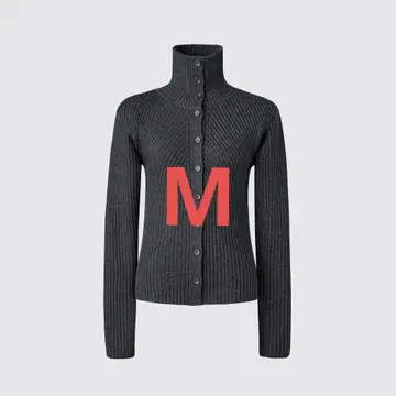 유니클로 메리노 블렌드 하이넥 가디건 M 다크 그레이