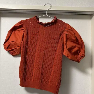 투명 짜임 버프 슬리브 블라우스