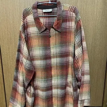 체크 무늬 긴팔 지퍼 셔츠