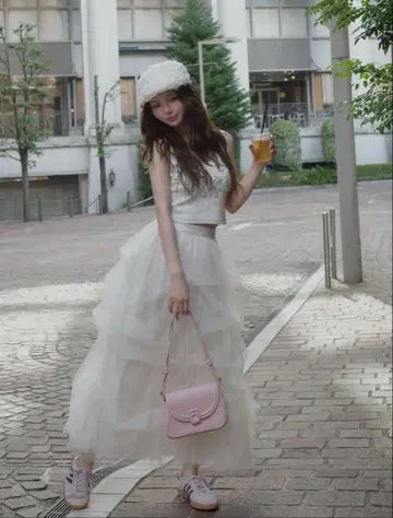 Darich 다리치 랜덤 턱 튤 롱 스커트
