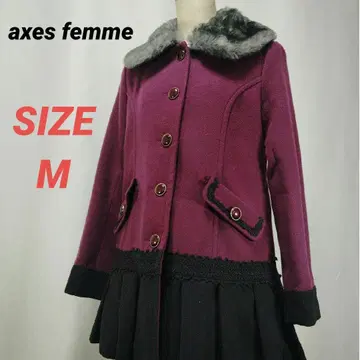 axes femme 엑시즈팜 롱 코트 와인 레드 자수 M