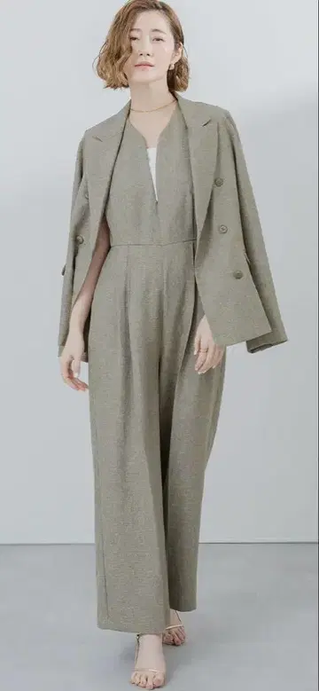 유어스 린넨라이크 더블 브레스트 자켓 샌드 베이지