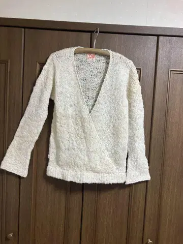 손뜨개질 울 로빙 얀 쿠르타 풀오버 스웨터 아이보리/프리 사이즈