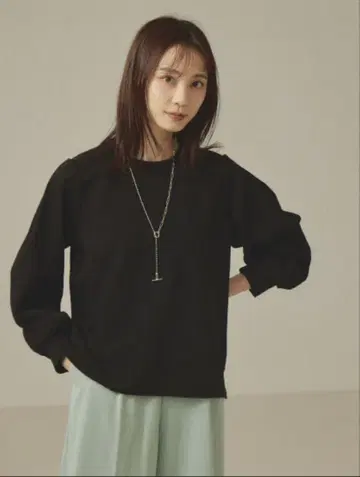abahouse mavie 컷 조젯 2WAY 풀오버 블랙