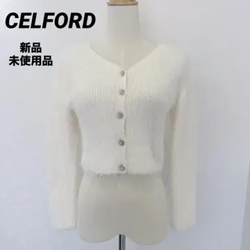 [ CELFORD ] ( F ) 화이트 퍼 크롭 가디건 귀여운 겨울