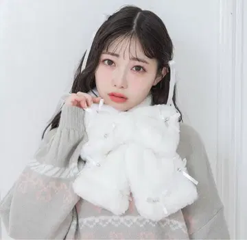 HoneyCinnamon Bijou ribbon 리본 머플러 화이트