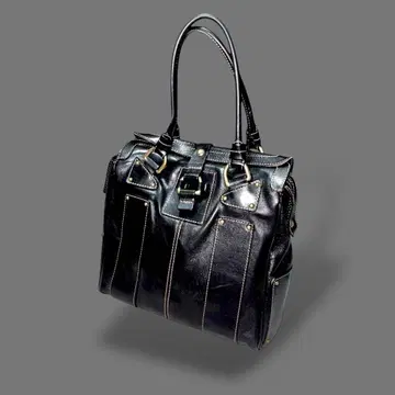 빈티지 스티치 스퀘어 레더 백