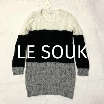 LE SOUK 긴팔 니트 스웨터 화이트 블랙 그레이