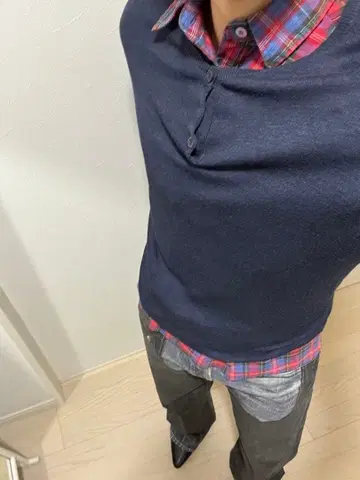 질 샌더 네이비 가디건