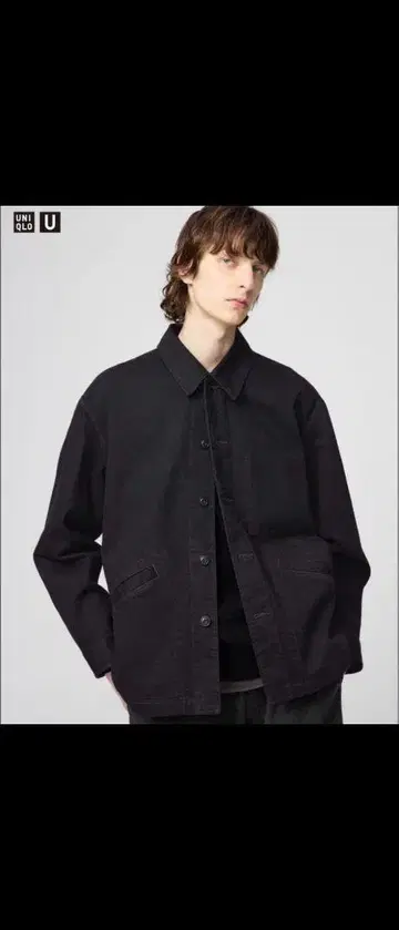 유니클로 U 오버 사이즈 컬러 데님 자켓 M 블랙 UNIQLO U