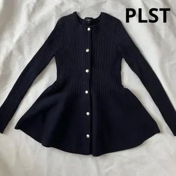 [ 새상품급 ] PLST 플라스테 홀가먼트 페플럼 가디건 네이비 M