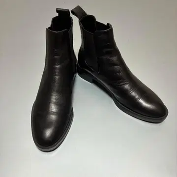 ZARA 천연 가죽 사이드 고어 부츠 블랙 여성용 37