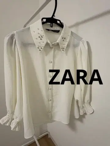 ZARA 비즈 장식 화이트 셔츠 M