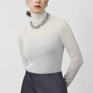PLST 플라스테 라메 시어 리브 터틀넥 스웨터
