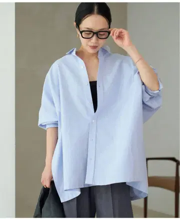 추가 Light OX Poncho 셔츠 블루