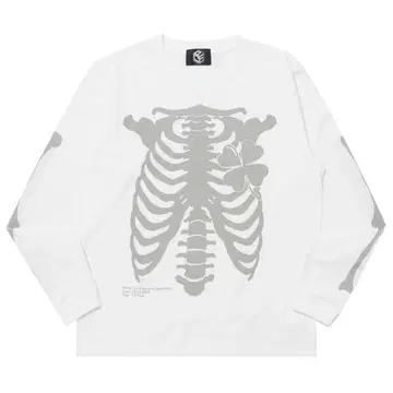 P.C.F APPAREL SKELTON T-SHIRTS LS WHITE