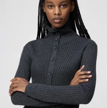 UNIQLO U 메리노 블렌드 하이넥 가디건 다크 그레이 M
