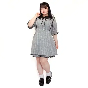 타베루노스키 지뢰쨩의 체크 무늬 전투복 셋업 원피스만