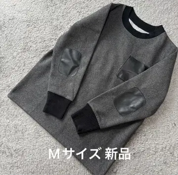 provador 가죽 느낌 패치 악센트 풀오버 차콜 그레이 M 새상품