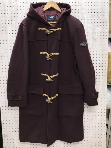 레트로 Helly Hansen 구제 의류 와펜 후드 부착 더플 코트