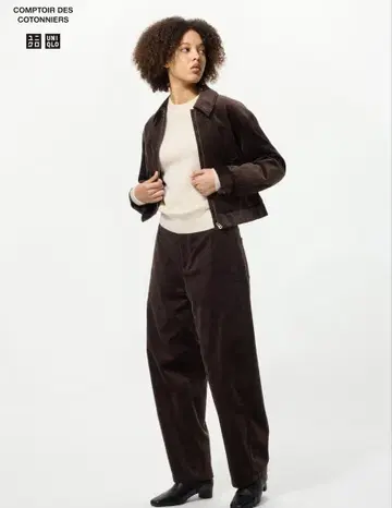 UNIQLO 코듀로이 커브 팬츠 M 다크 브라운 시착만 한 상품