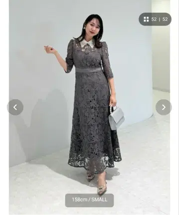 LEJA ] 꽃무늬 레이스 비쥬 칼라 A라인 드레스