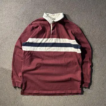 L.L.Bean 00s 라거 셔츠 긴팔 피케 셔츠 보더