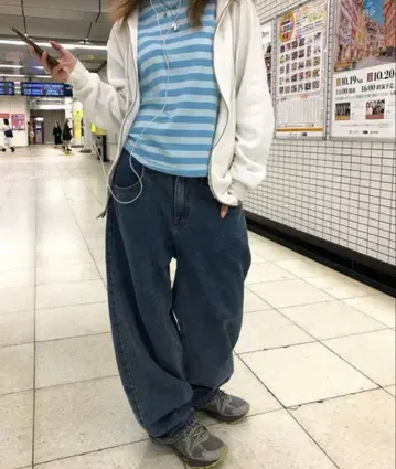 누구 후프 루즈핏 데님 팬츠 와이드 데님
