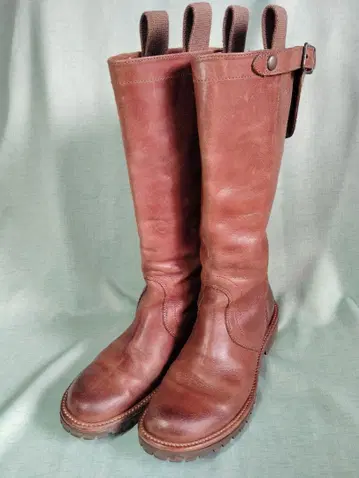 SAYA 브라운 가죽 롱 부츠 사이드 루프 포함 23.5cm