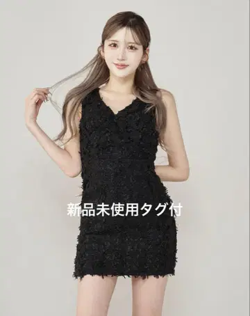 다리치 트위드 프린지 미니 원피스