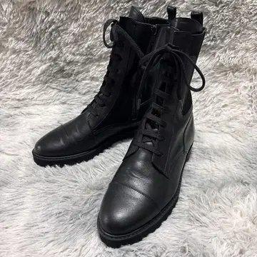 미사용급 DIANA/다이애나 레이스업 부츠 24.0cm 가죽 블랙