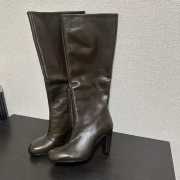 다크 브라운 가죽 롱 부츠