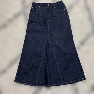 알파벳 알파벳 데님 타이트 플레어 스커트 허리밴딩