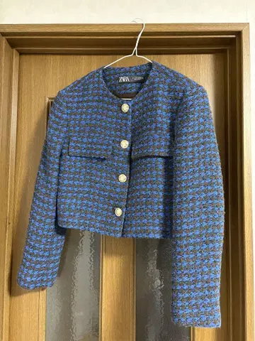 ZARA 트위드 자켓 아우터 자켓 격자 무늬
