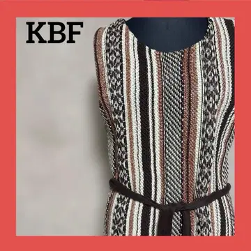 KBF 니트 베스트 에스닉 스트라이프 프린지 원사이즈