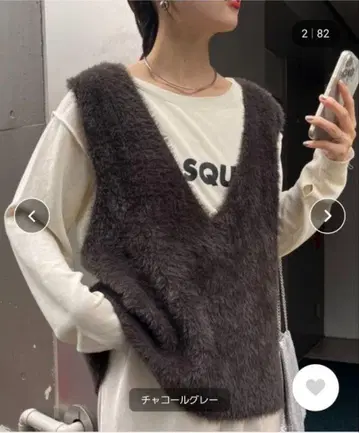 에코 퍼 V넥 베스트