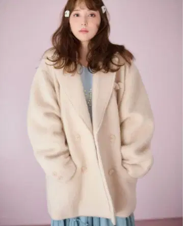 PEACH JOHN 아이보리 더블 브레스트 코트 M
