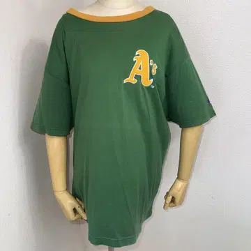 레어 00s MLB 애슬레틱스 t셔츠 그린 컬러 L 사이즈