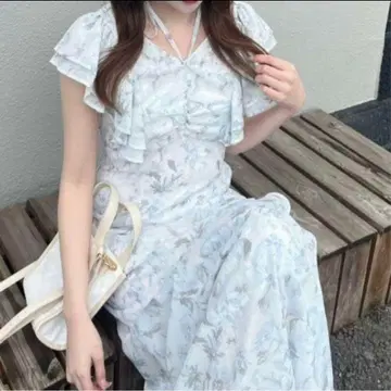 rienda 프릴 플라워 롱 원피스